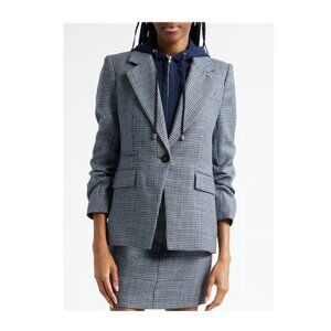 Veronica Beard Battista Houndstooth Check Virgin Wool Jacket with Hooded Dickey